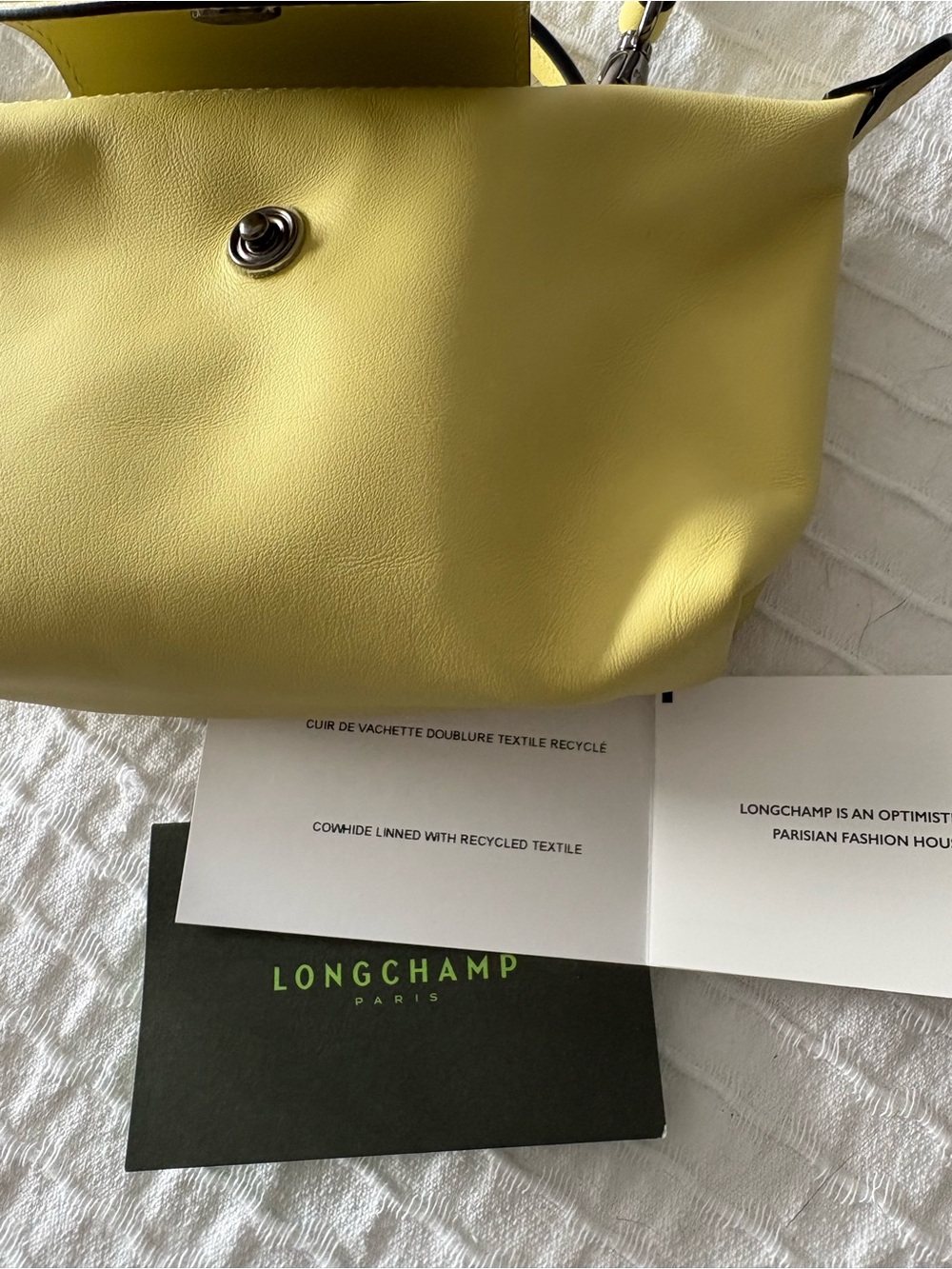 Longchamp Mini Top-Handle Bag in Lime Leather - Picture 6 of 9